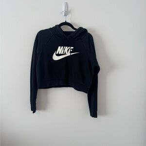 SOLD!          Nike Cropped Hoodie Black White Logo Women’s Medium